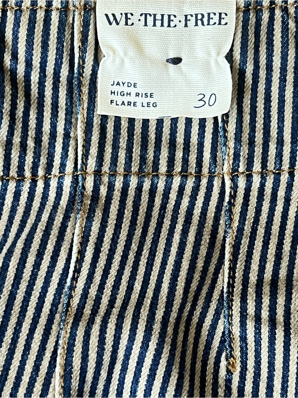 WE THE FREE 30 Jayde Striped Blue & White High-Waist flare Jeans